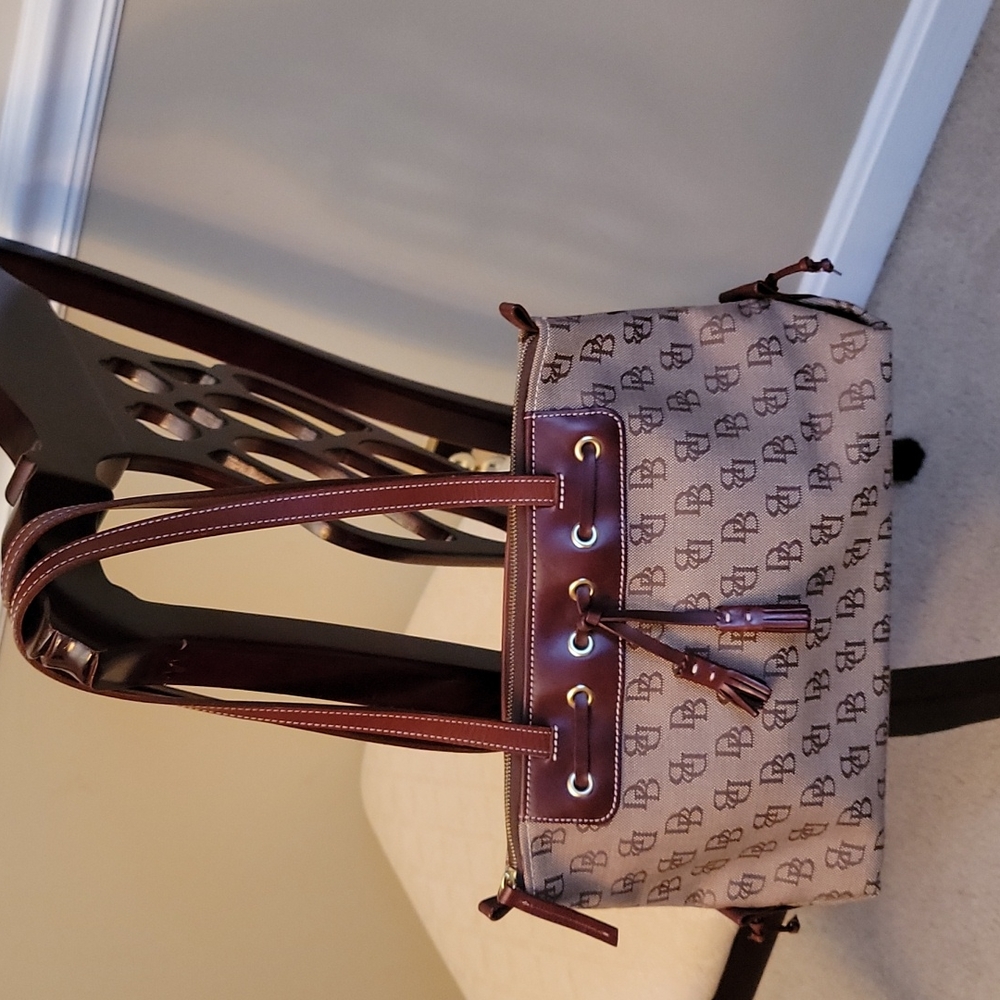 New Without Tags. Leather & Fabric Dooney & Bourke Cherry Brown Signature Purse